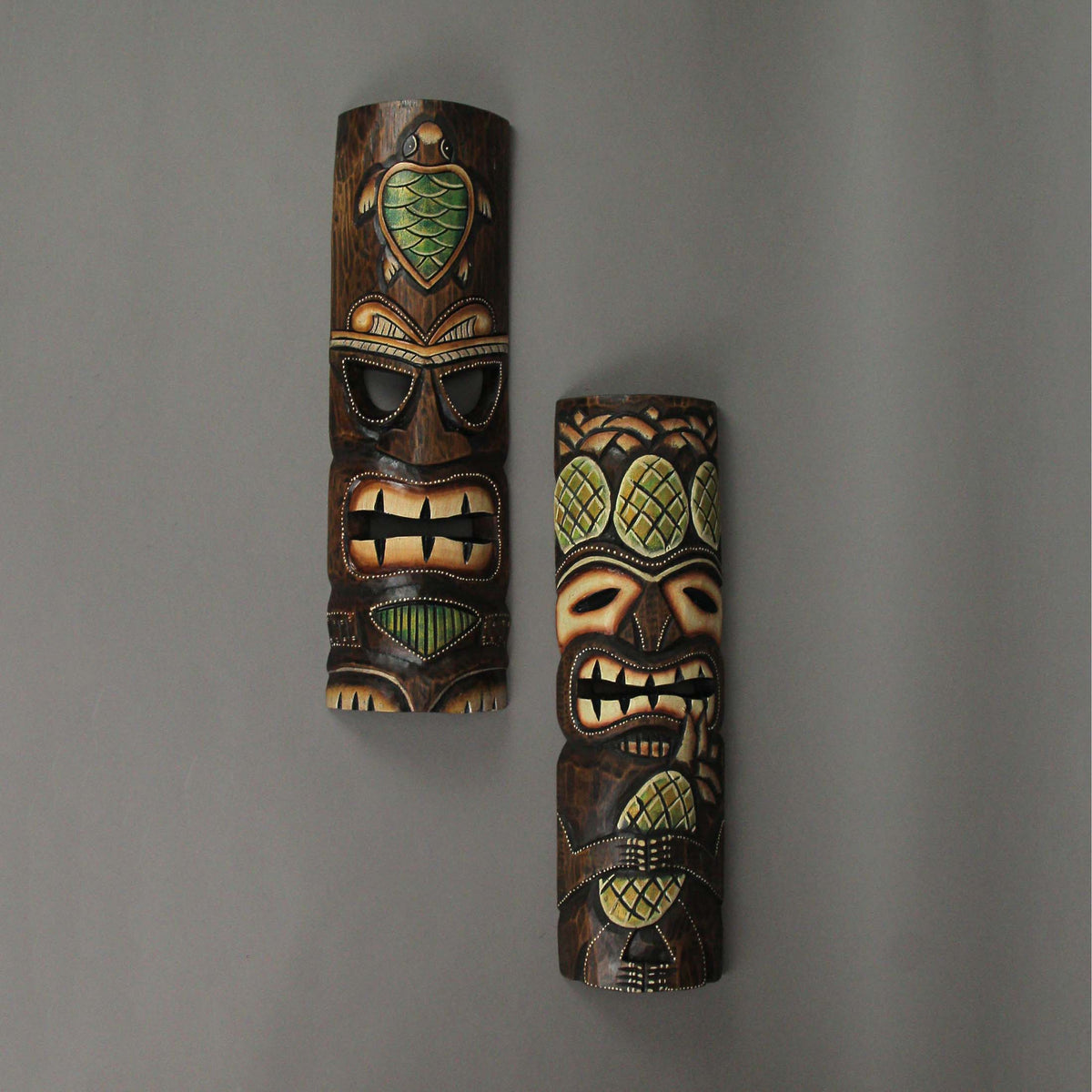 20 inch Wood Tiki Wall Mask Set of 2 K82183