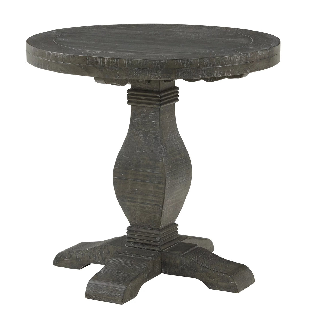 Solid Wood Round End Table Gray M839