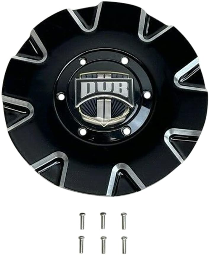 Gloss Black and Milled Wheel Center Cap with Screws Pack of 2 P7311