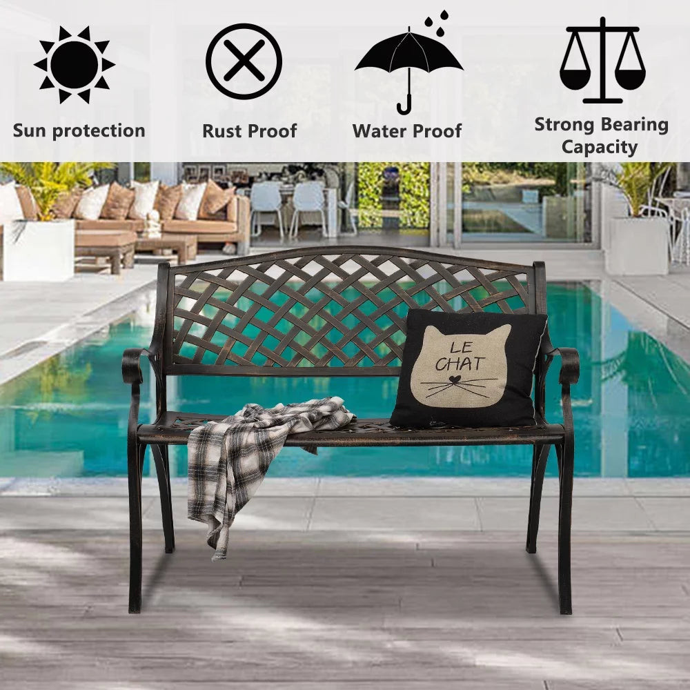 40.5" Aluminum Cast Iron Outdoor Garden Bench D997116