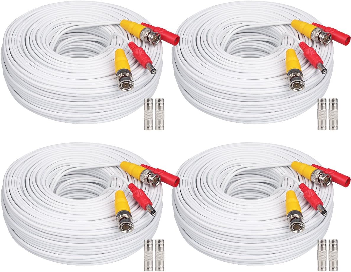 BNC Cable 4x150ft Siamese Video and Power Security Camera Cable with 2 Female Connectors Black Pack of 2 R1745