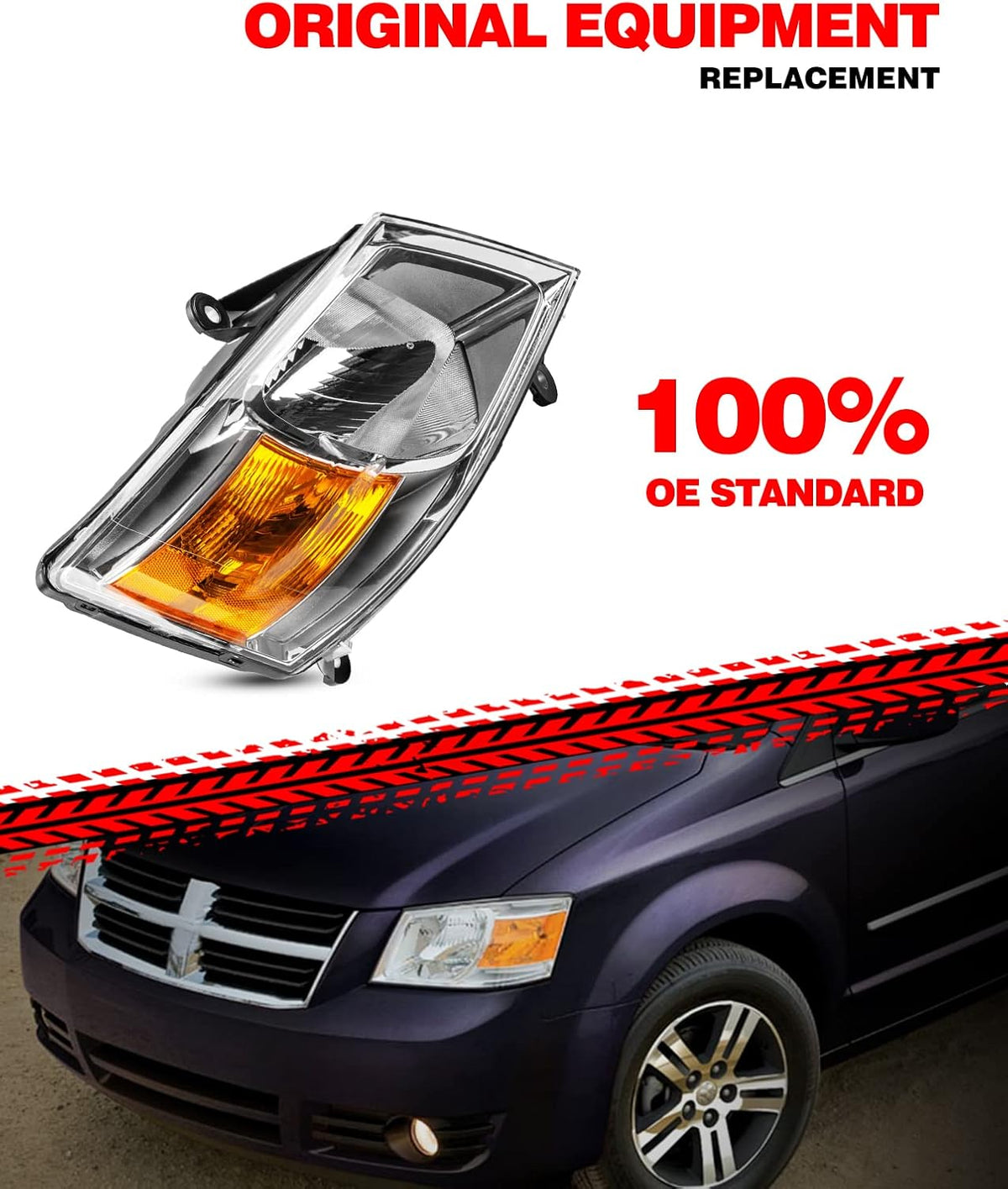 Headlight Assembly Chrome Housing Amber Reflector Clear Lens X479