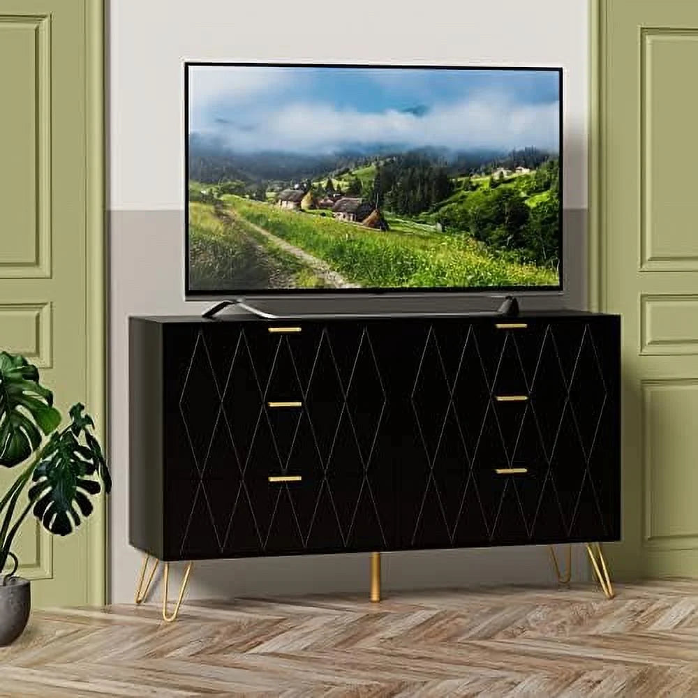 Black 9 Drawer Wood Dresser E972