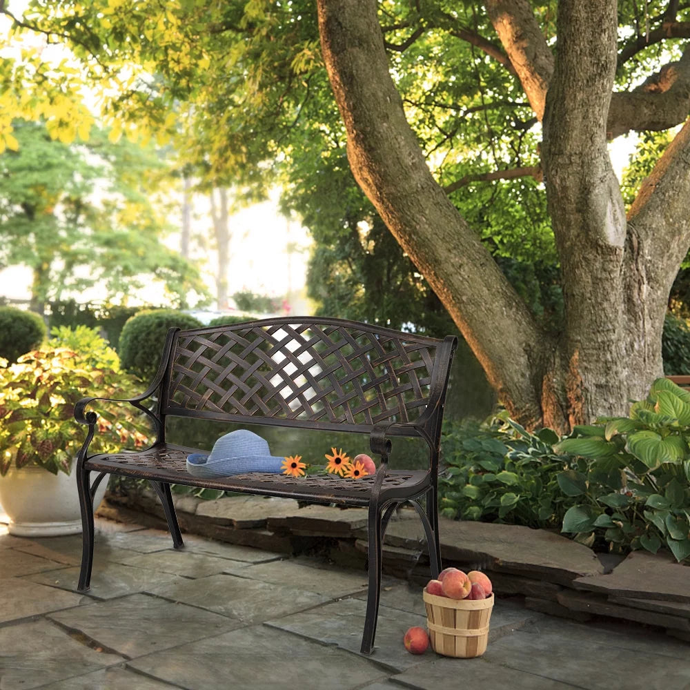 40.5" Aluminum Cast Iron Outdoor Garden Bench D997116