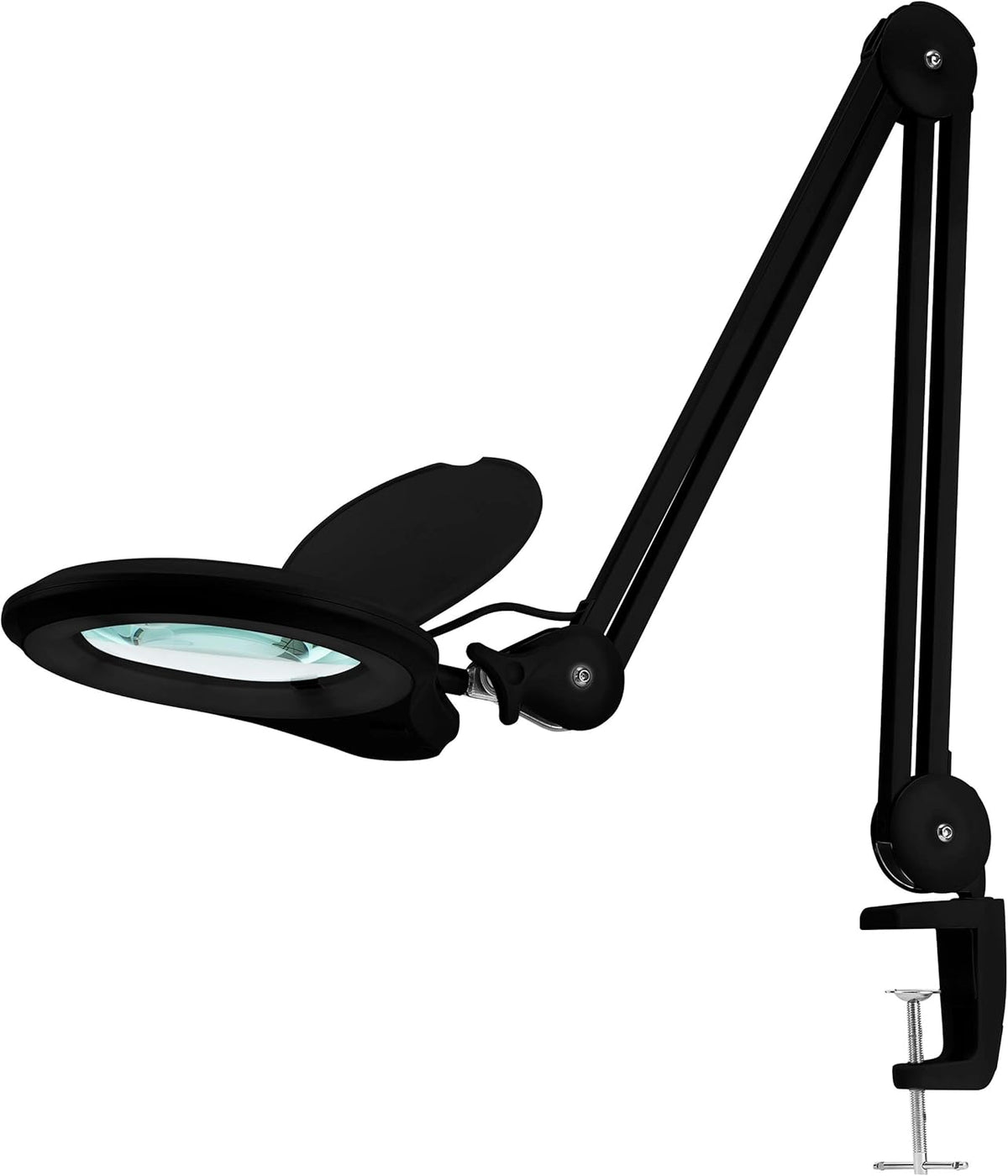 Gray 5 Inches Diameter Lens LED Magnifying Lamp with Clamp Q847