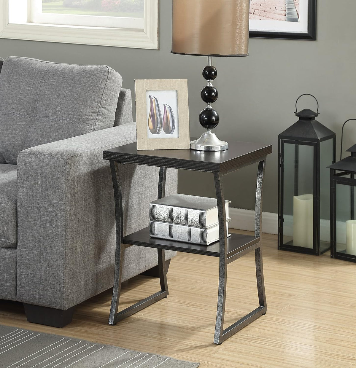 Faux Birch Slate Gray End Table Pack of 2 X355