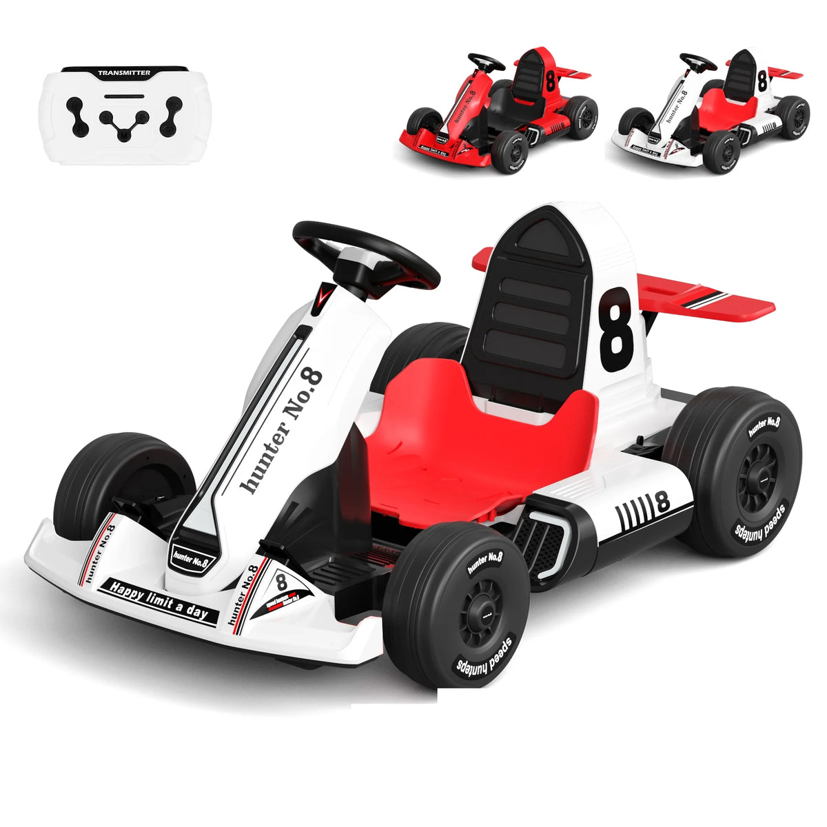12V Battery Powered Electric Go Kart with Remote Control, White E981438