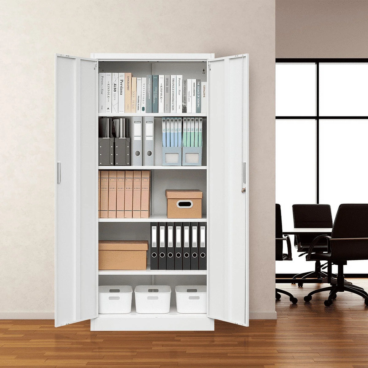 Lockable 72" Metal Storage Cabinet with Adjustable Shelves M2971