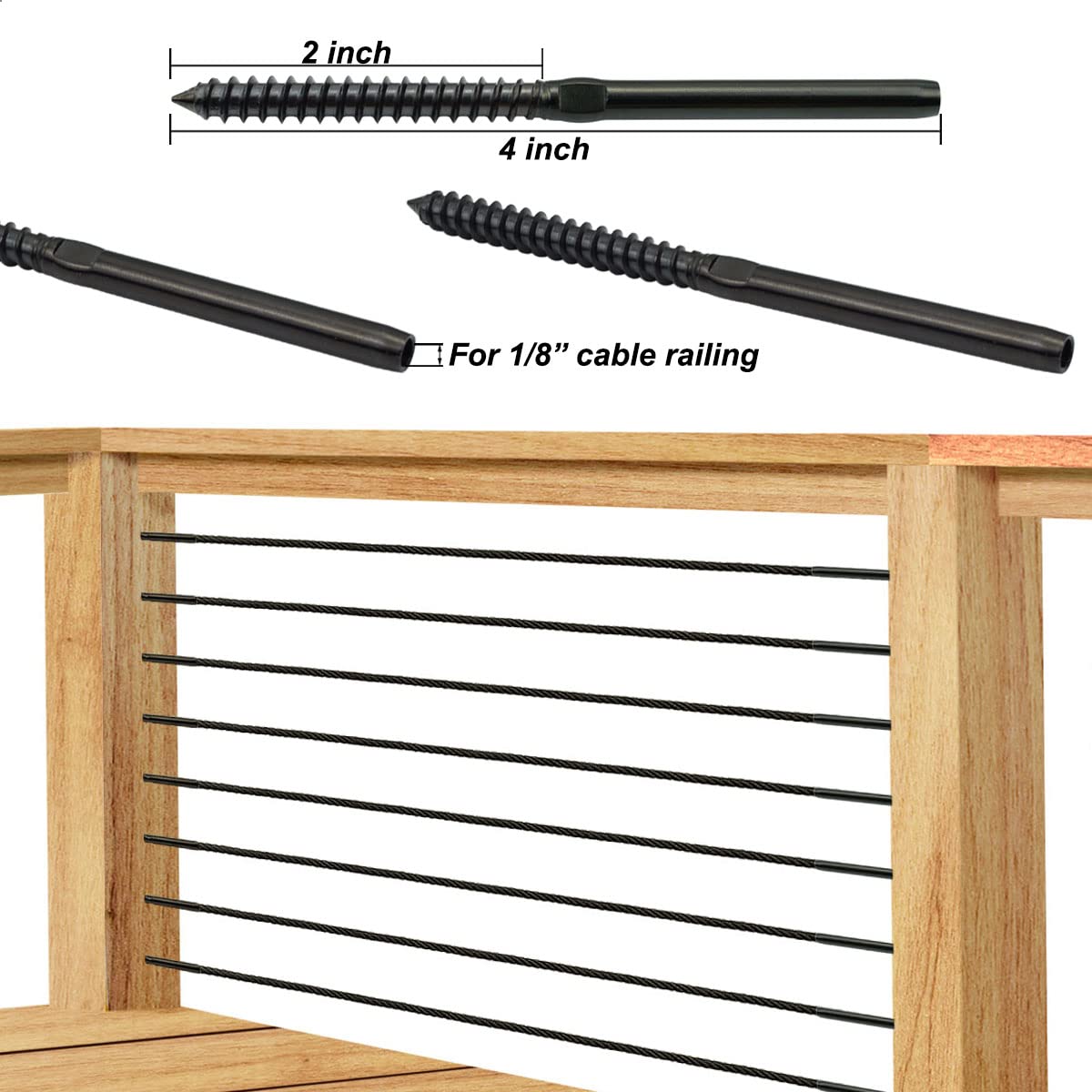 Black Cable Railing Hardware Kit, 10 Pairs N314