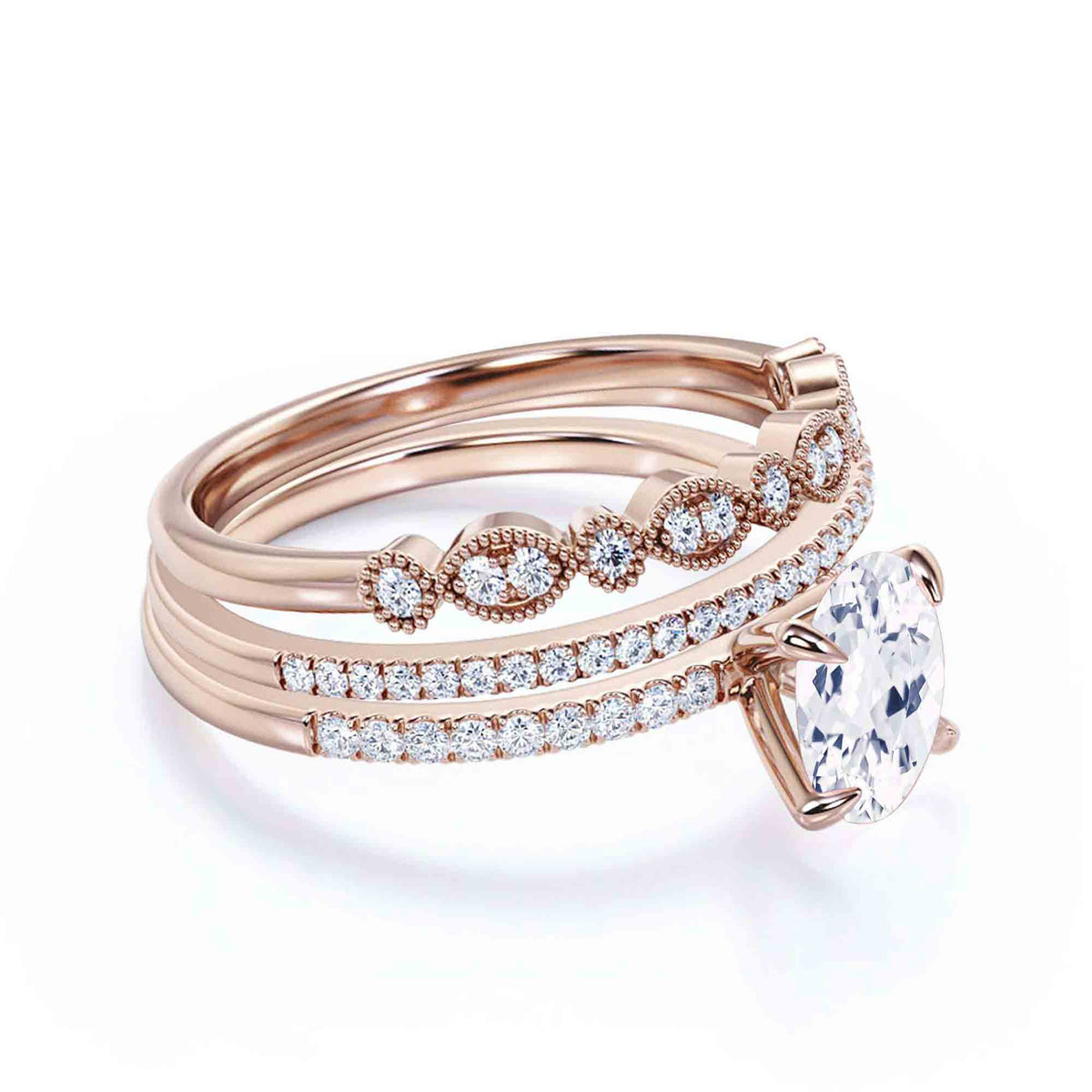 2.50 Carat Oval Diamond Moissanite Engagement Ring in 925 Sterling Silver With 18k Rose Gold Plating K780