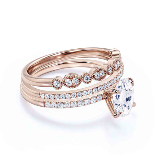 2.50 Carat Oval Diamond Moissanite Engagement Ring in 925 Sterling Silver With 18k Rose Gold Plating K780