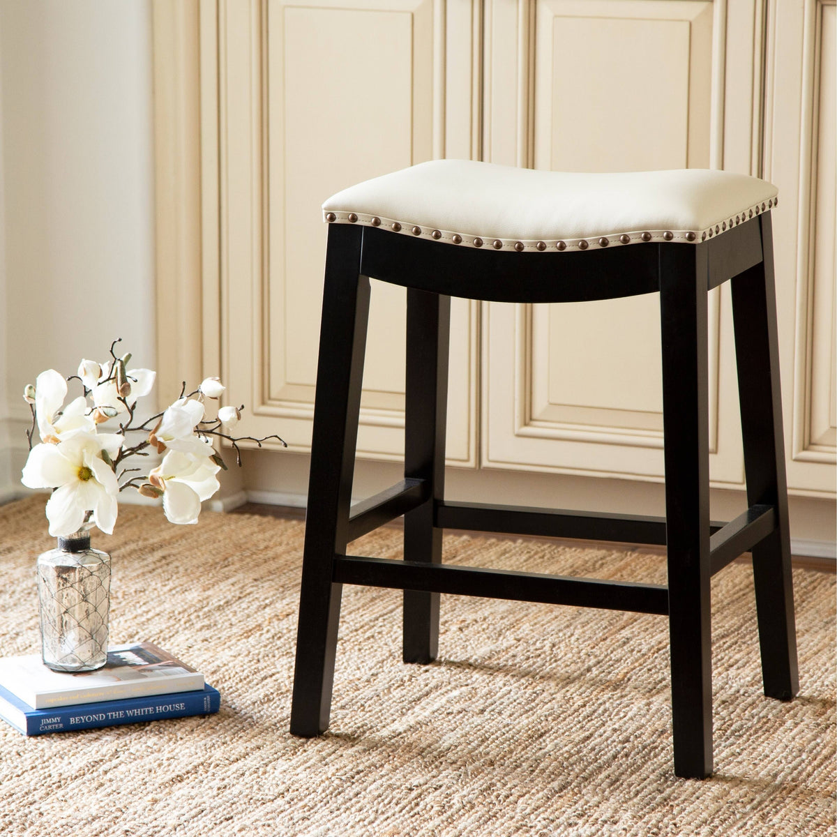 Red Bonded Leather Counter Stool X306