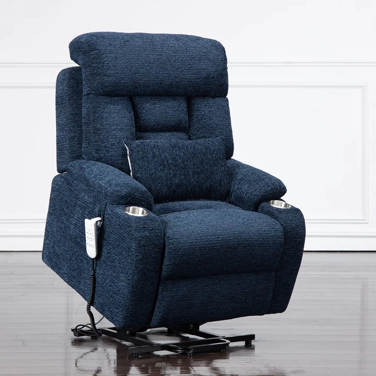 Power Lift Recliner With Lumbar Support Chenille Dark Blue I41429